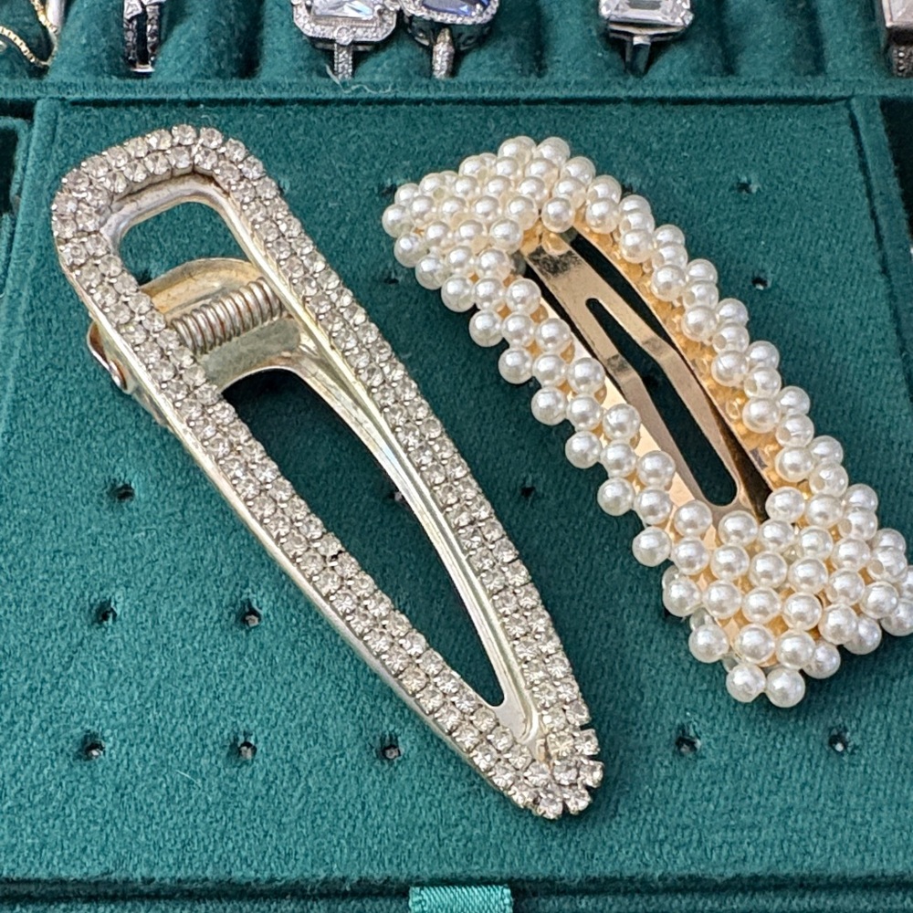 Elegant Pearl and Rhinestone Hair Clips